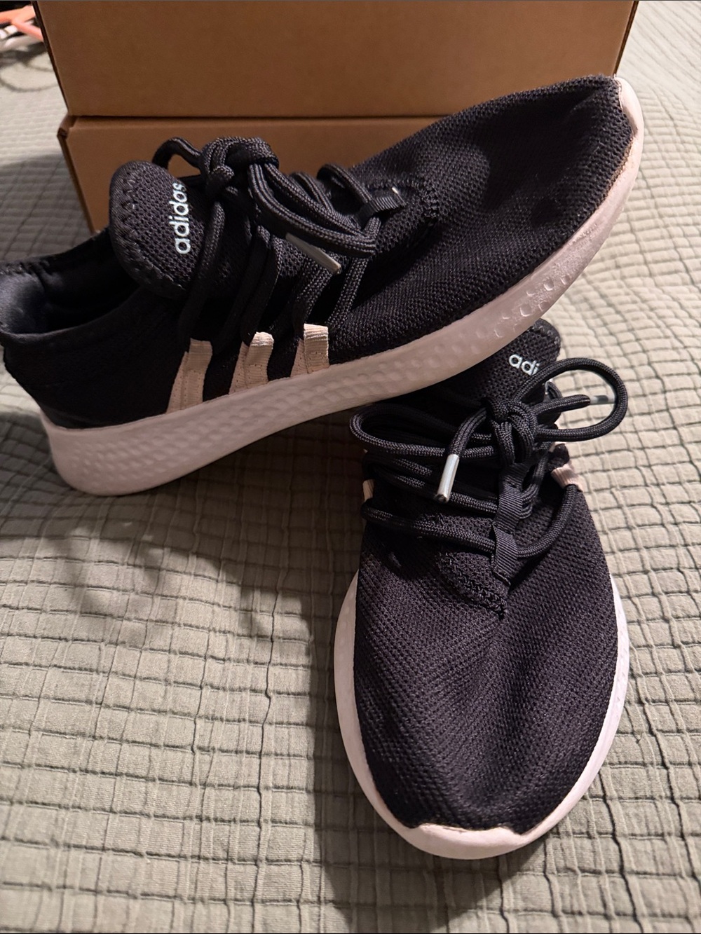 adidas Black Knit Sneakers with White Accents